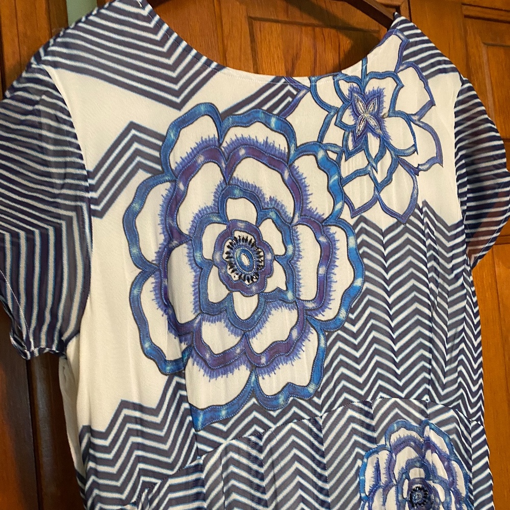 RARE Anthropologie Utpala Maxi Dress in Blue/White size 12 - Picture 7 of 15